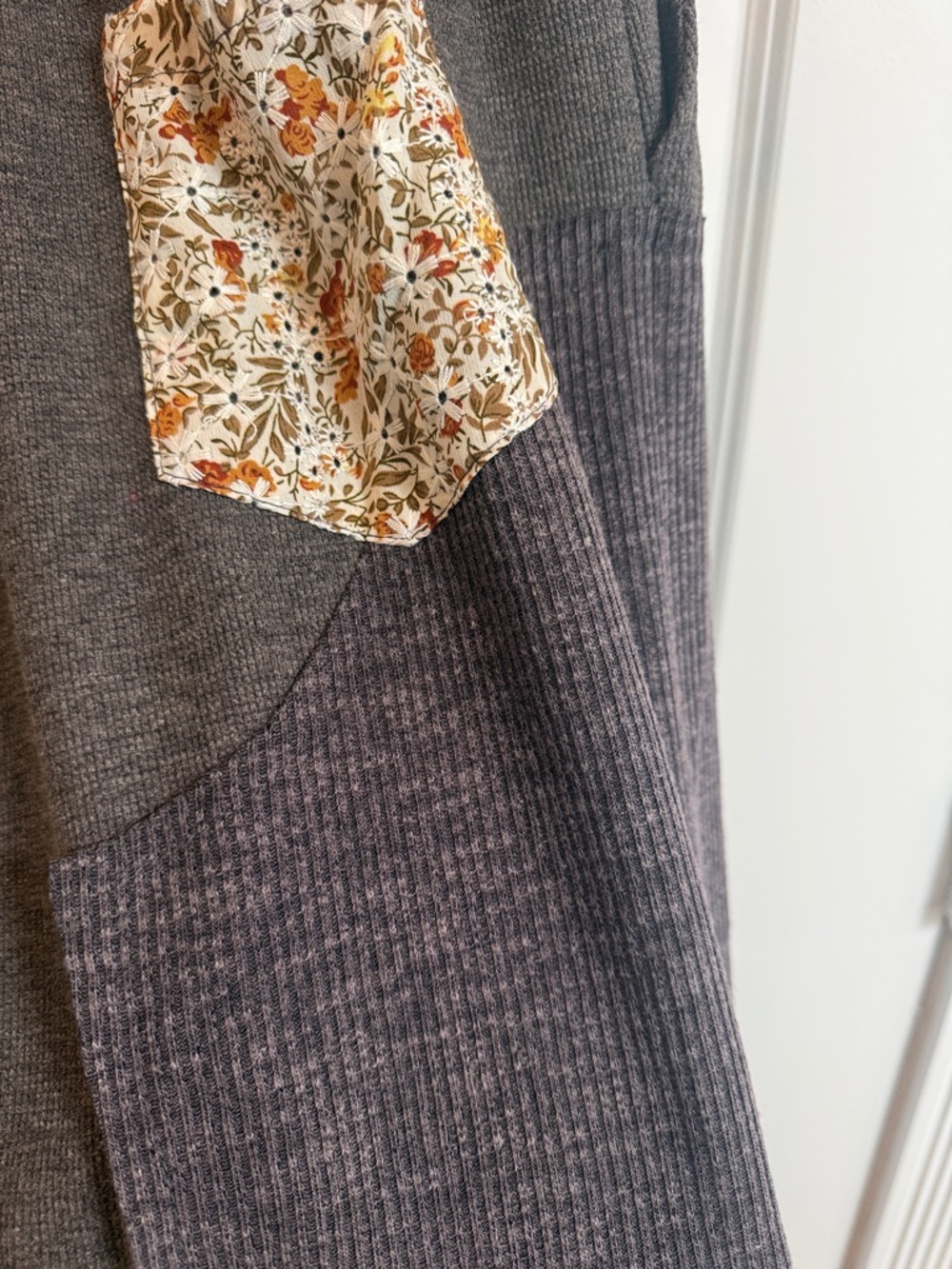 POL Gray Jogger Pants with Blue Patchwork and Floral Drawstrings - Picture 15 of 17
